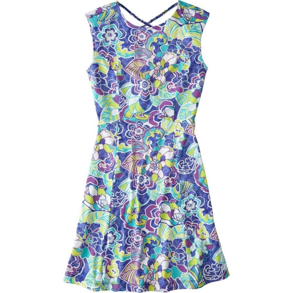 Title Nine Floral Blue and Green Dress